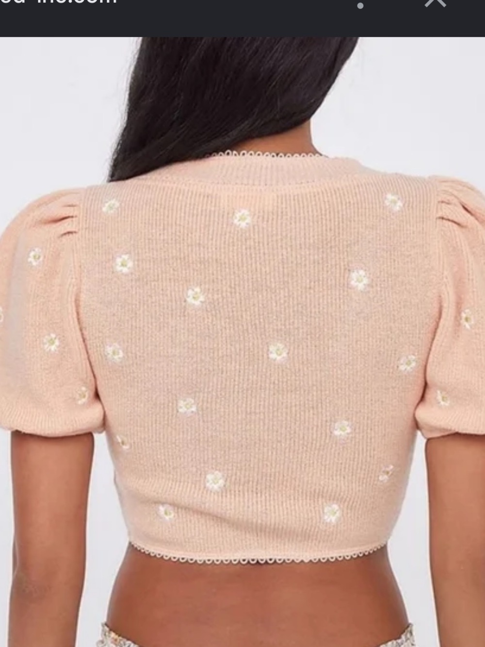 For Love & Lemons Peach Knit Cardigan with Scalloped Trim - Picture 4 of 7
